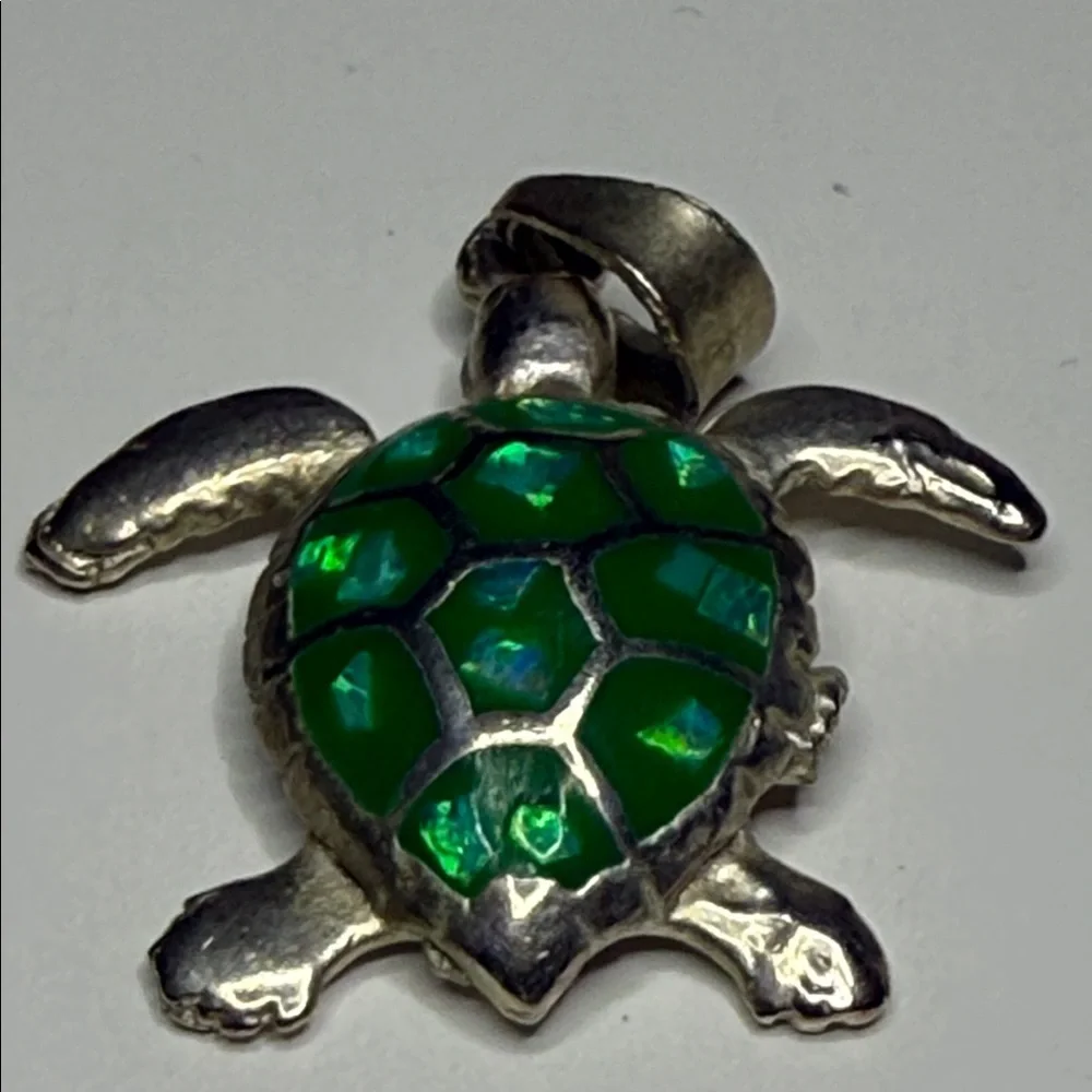 Silver tone (untested) Mexico Turtle Pendant jelly belly charm gorgeous color - Picture 10 of 16